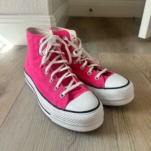 Women’s Converse Pink All Star High Top Platform Shoes